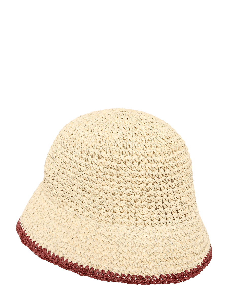 Lexington Clothing - Contrast stripe Paper Straw Bucket hat - stråhattar - rust - 1