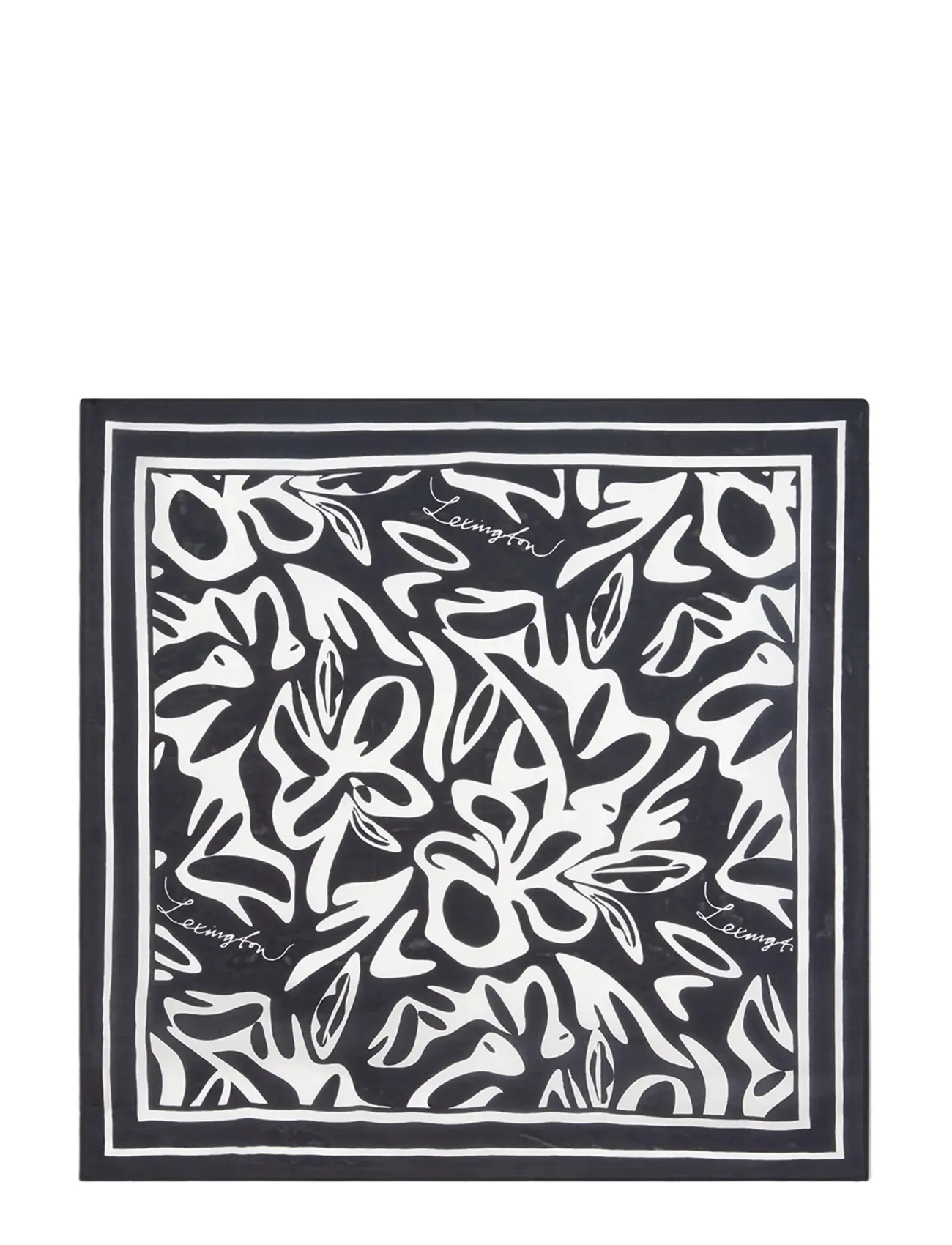 Lexington Clothing Printed Silk Scarf - Transitional Layering - BLACK/WHITE PRINT / black