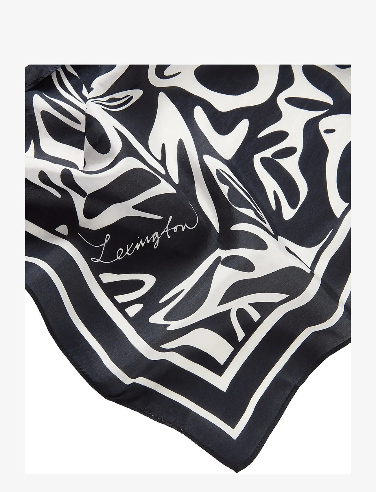 Lexington Clothing - Printed Silk Scarf - tynde tørklæder - black/white print - 1
