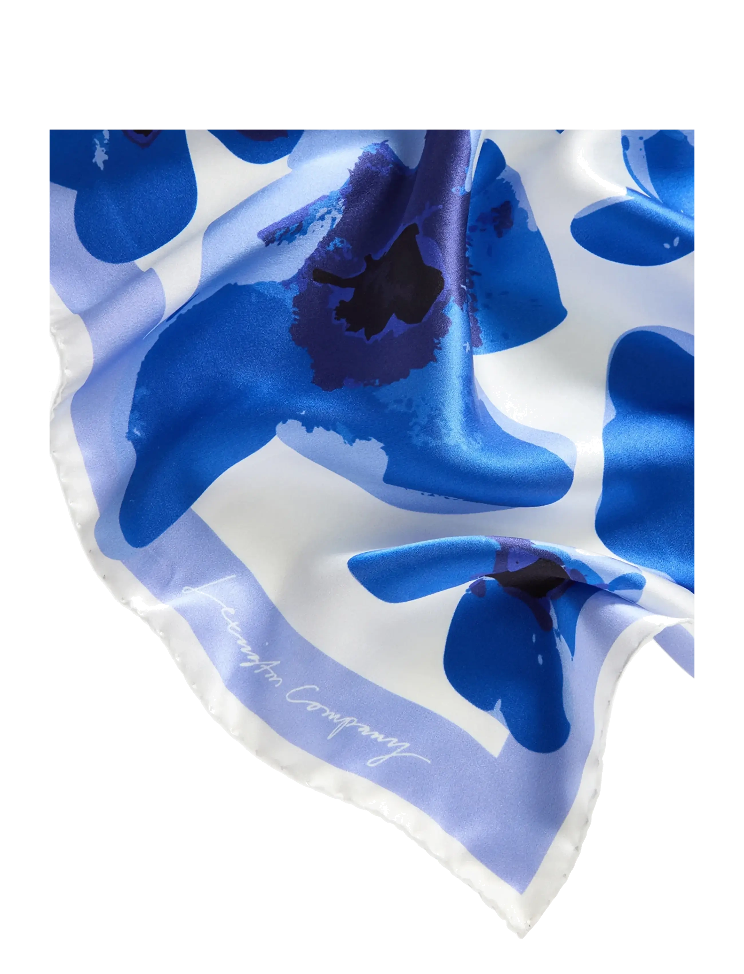 Lexington Clothing - Flower Printed Silk Scarf - tynde tørklæder - blue flower print - 1