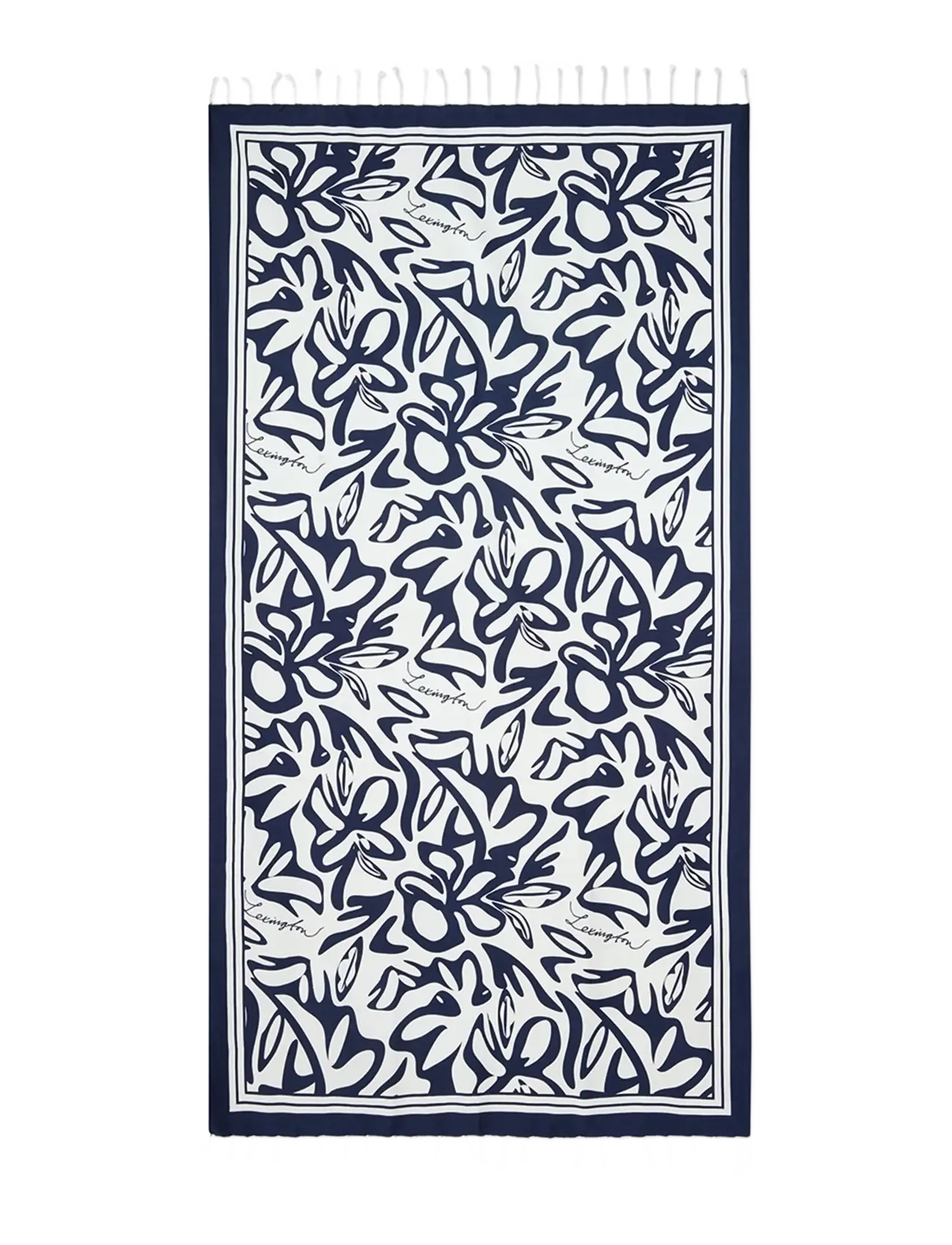 Lexington Clothing Printed Beach Scarf - Transitional Layering - DARK BLUE/WHITE PRINT / navy