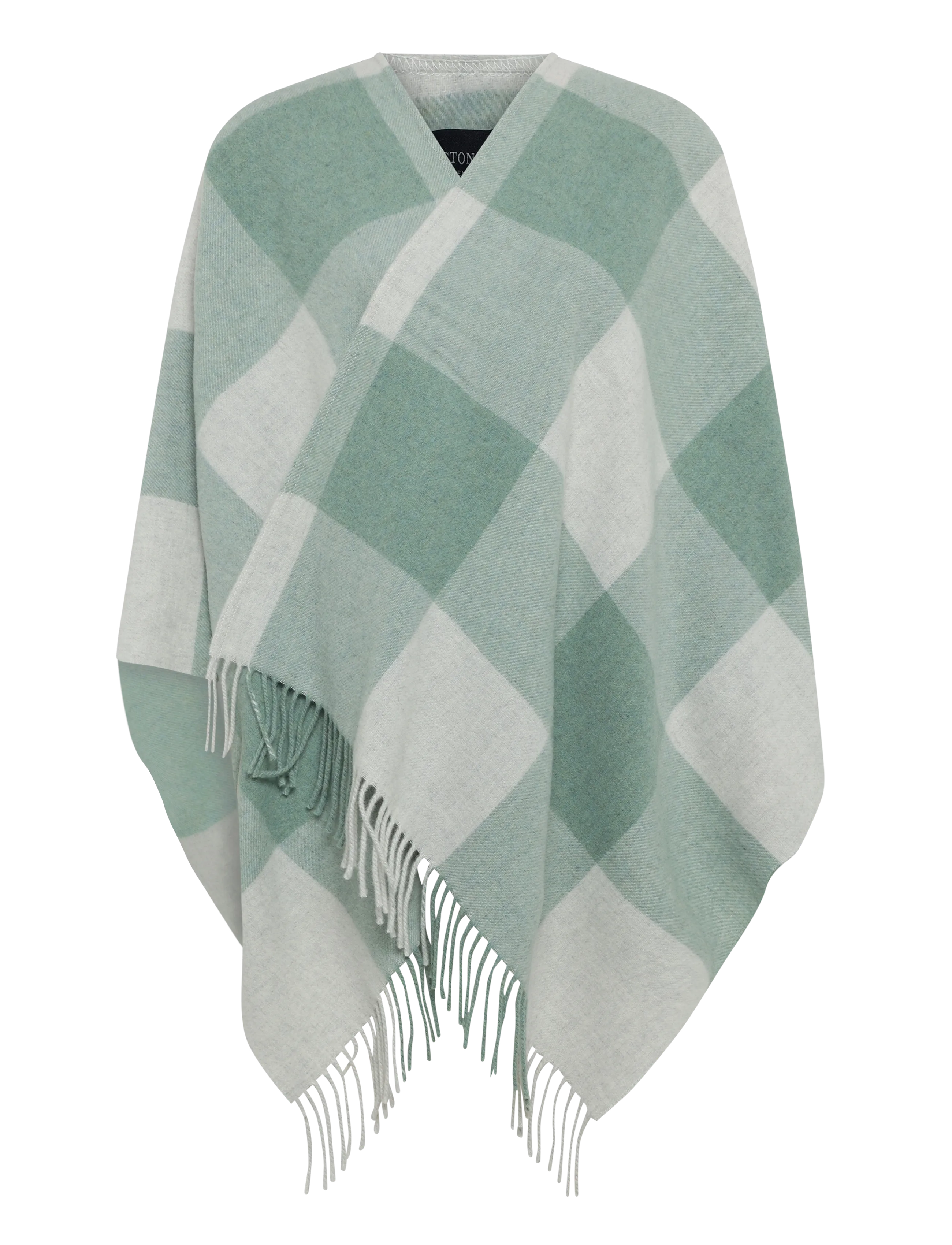 LEXINGTON CLOTHING Checked Recycled Wolle Blend Poncho Grün - One Size - Damen