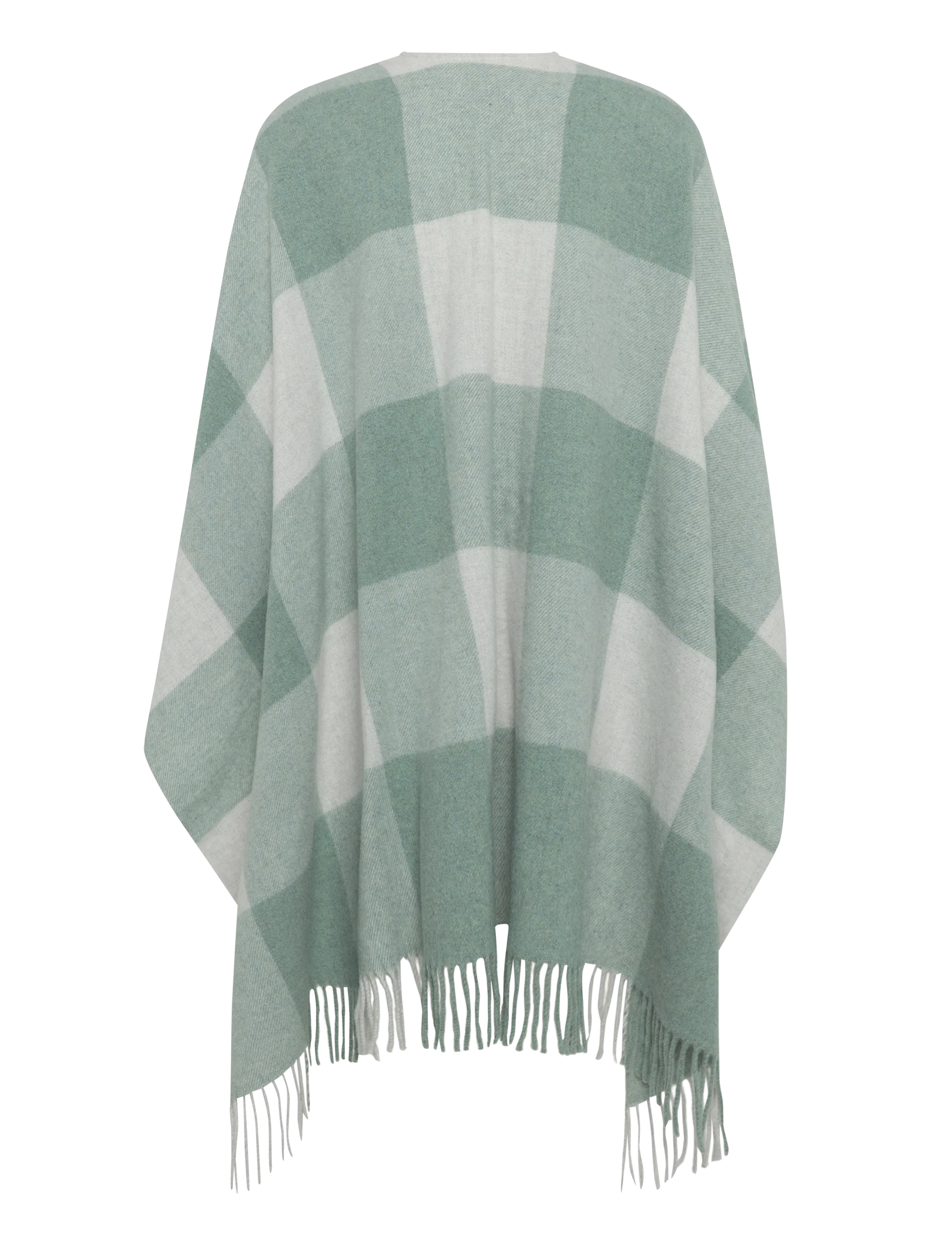 Lexington Clothing - Checked Recycled Wool Blend Poncho - green/grey check - 1