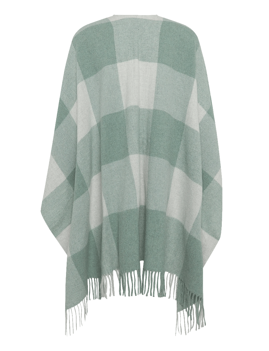 Lexington Clothing - Checked Recycled Wool Blend Poncho - green/grey check - 1