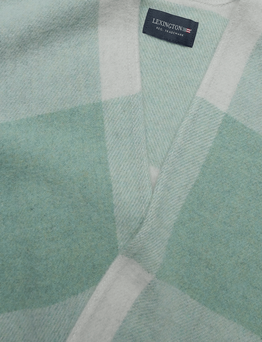 Lexington Clothing - Checked Recycled Wool Blend Poncho - green/grey check - 2
