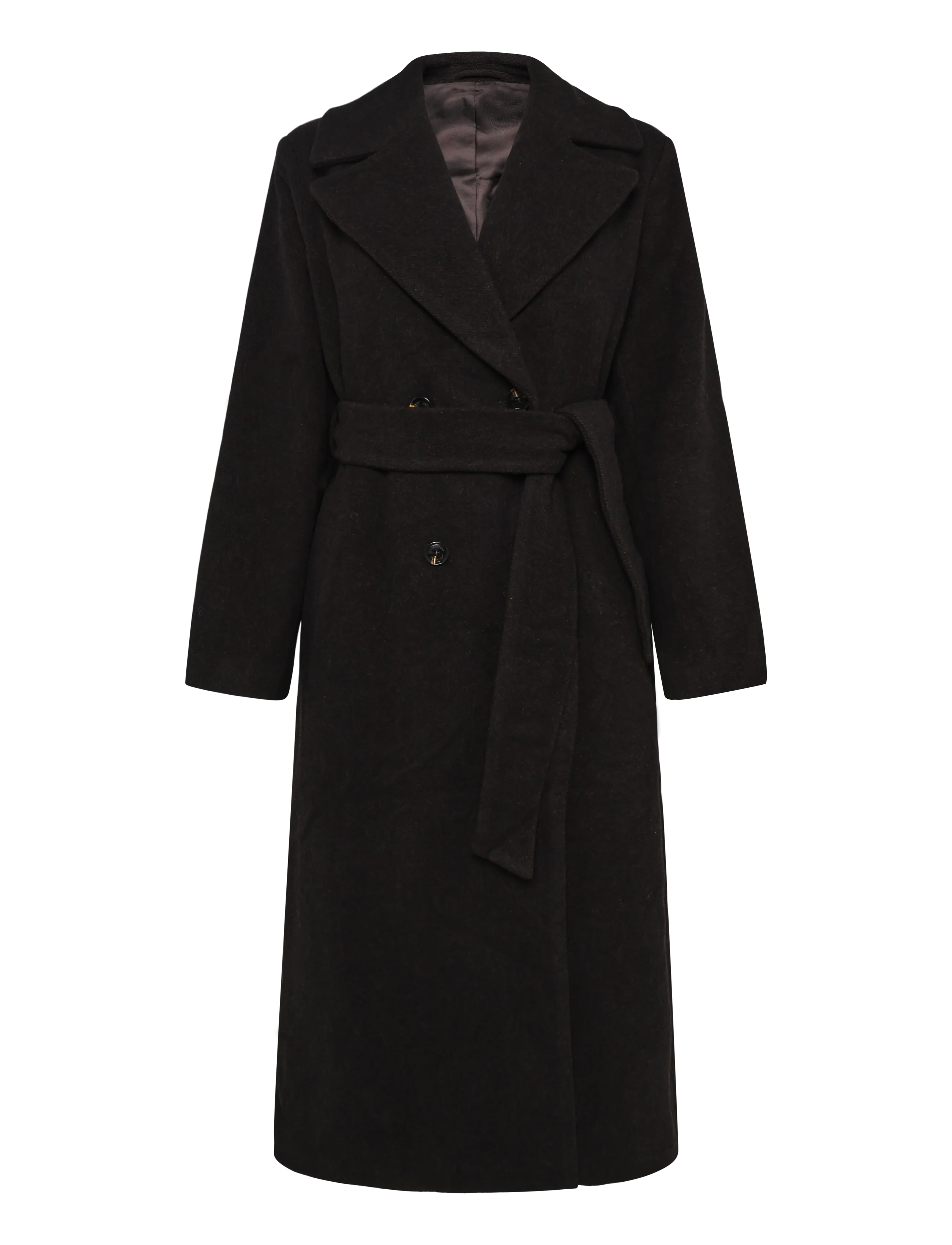 Lexington Clothing Wool Blend Belted Coat - Mäntel - DARK BROWN / brown