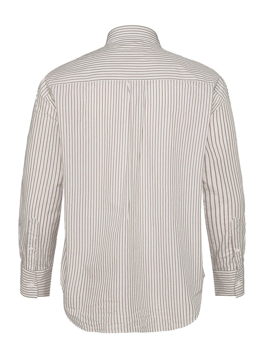 Lexington Clothing - Oversized Lyocell Blend Shirt - langärmlige hemden - beige/white stripe - 2