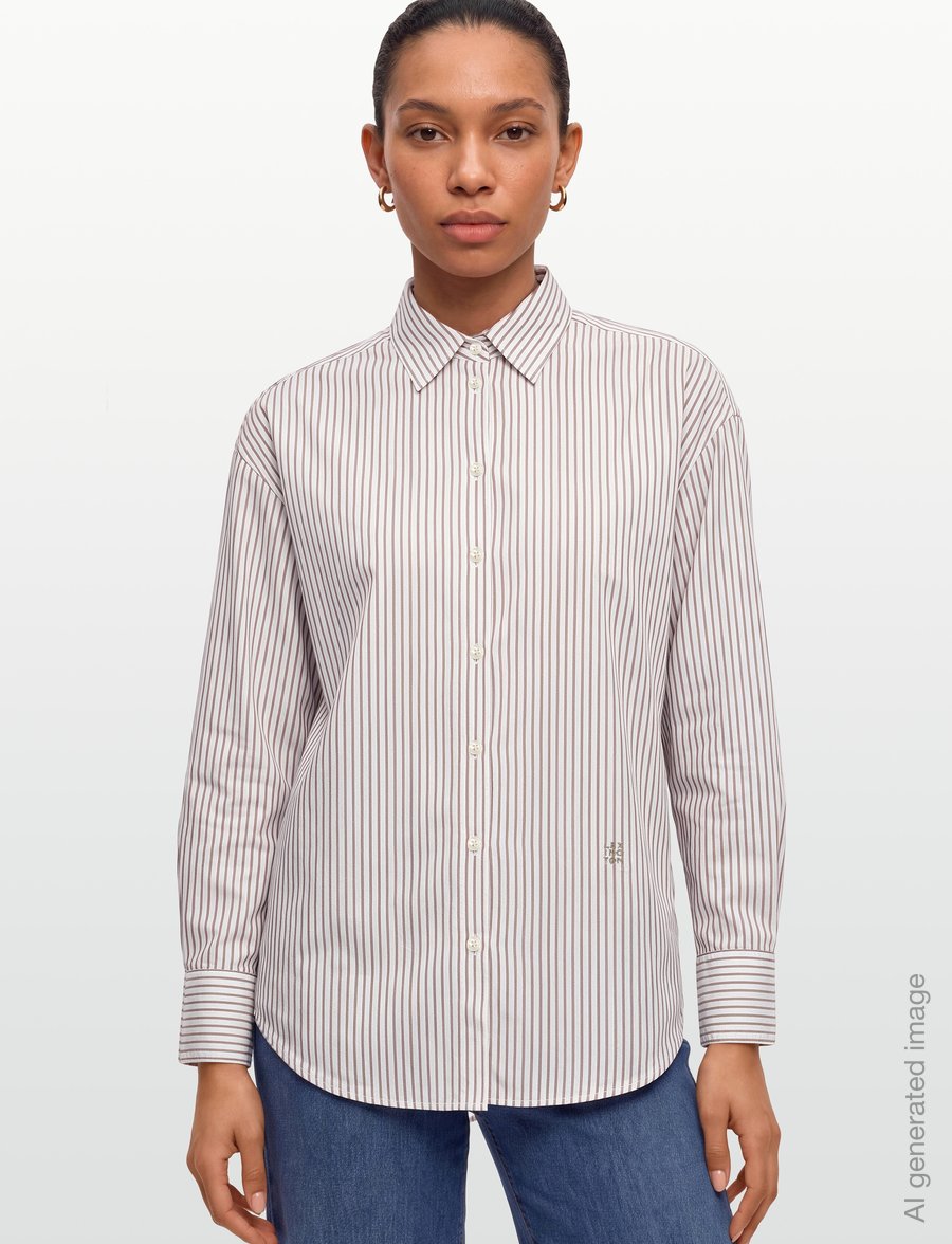 Lexington Clothing - Oversized Lyocell Blend Shirt - langärmlige hemden - beige/white stripe - 3