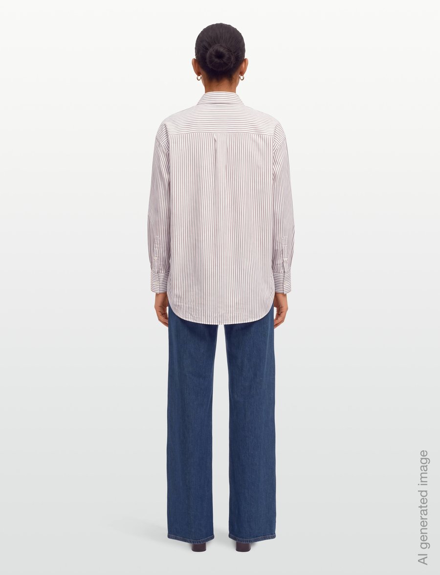 Lexington Clothing - Oversized Lyocell Blend Shirt - langärmlige hemden - beige/white stripe - 4