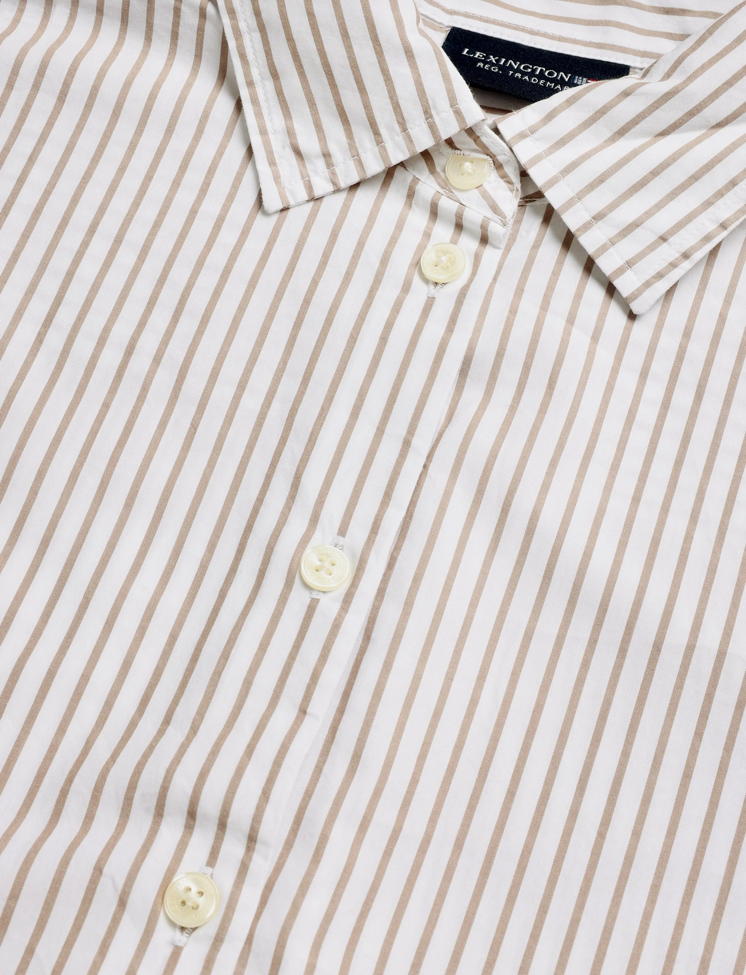 Lexington Clothing - Oversized Lyocell Blend Shirt - langärmlige hemden - beige/white stripe - 5