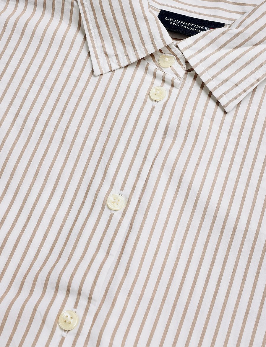 Lexington Clothing - Oversized Lyocell Blend Shirt - langärmlige hemden - beige/white stripe - 5