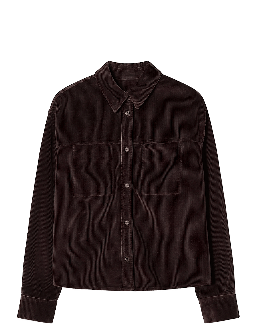 Lexington Clothing - Cropped Corduroy Shirt - langärmlige hemden - dark brown - 0
