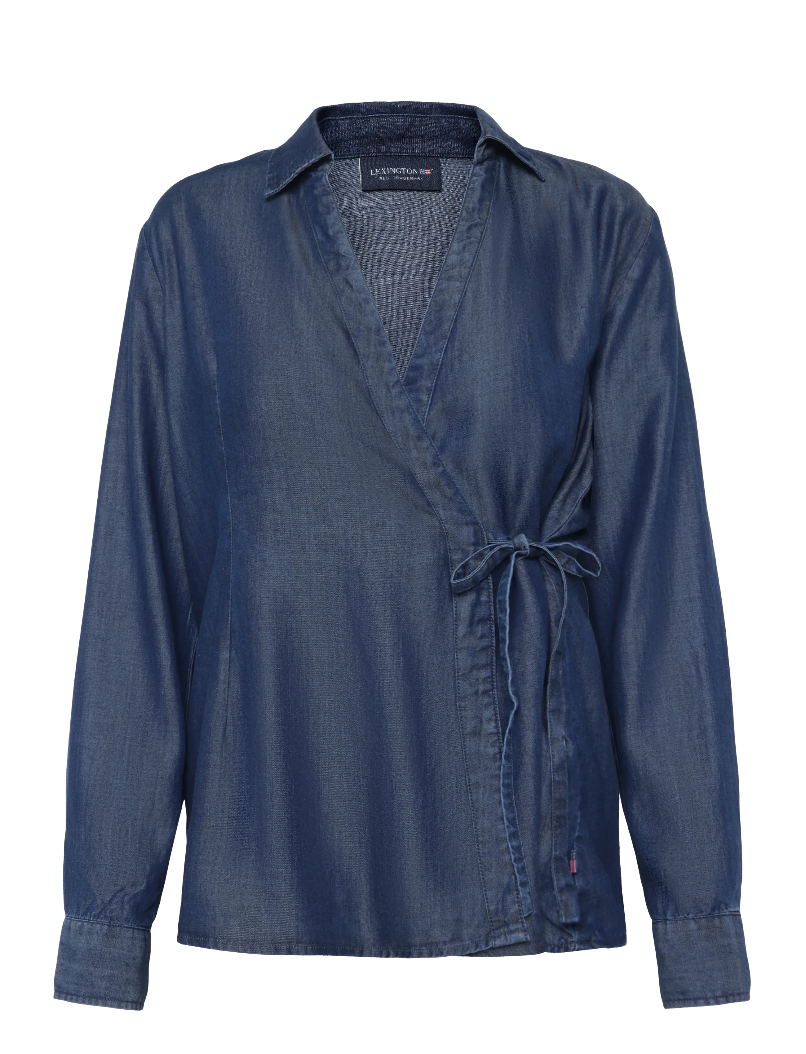 Lexington Clothing Classic Fit Lyocell Wrap Blouse - Blouses - INDIGO / blue