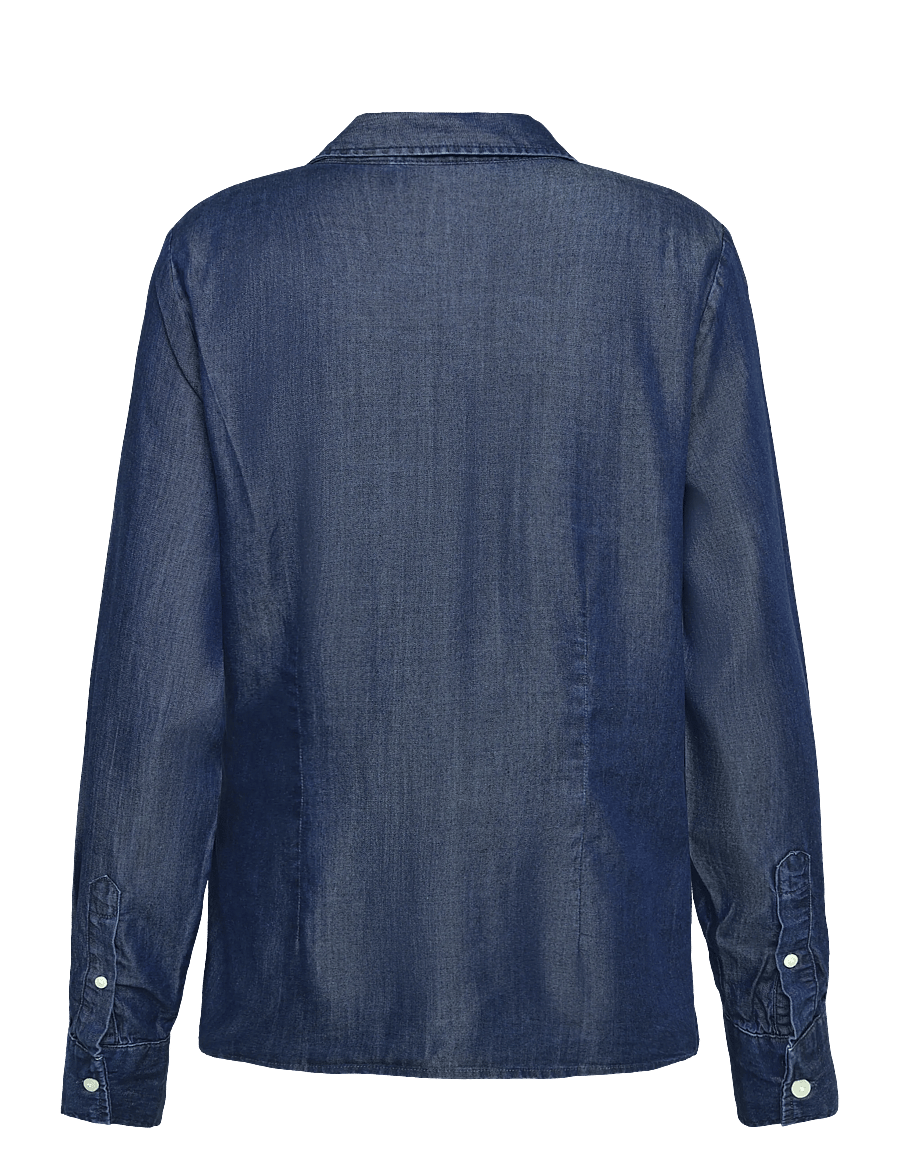 Lexington Clothing - Classic Fit Lyocell Wrap Blouse - långärmade blusar - indigo - 2