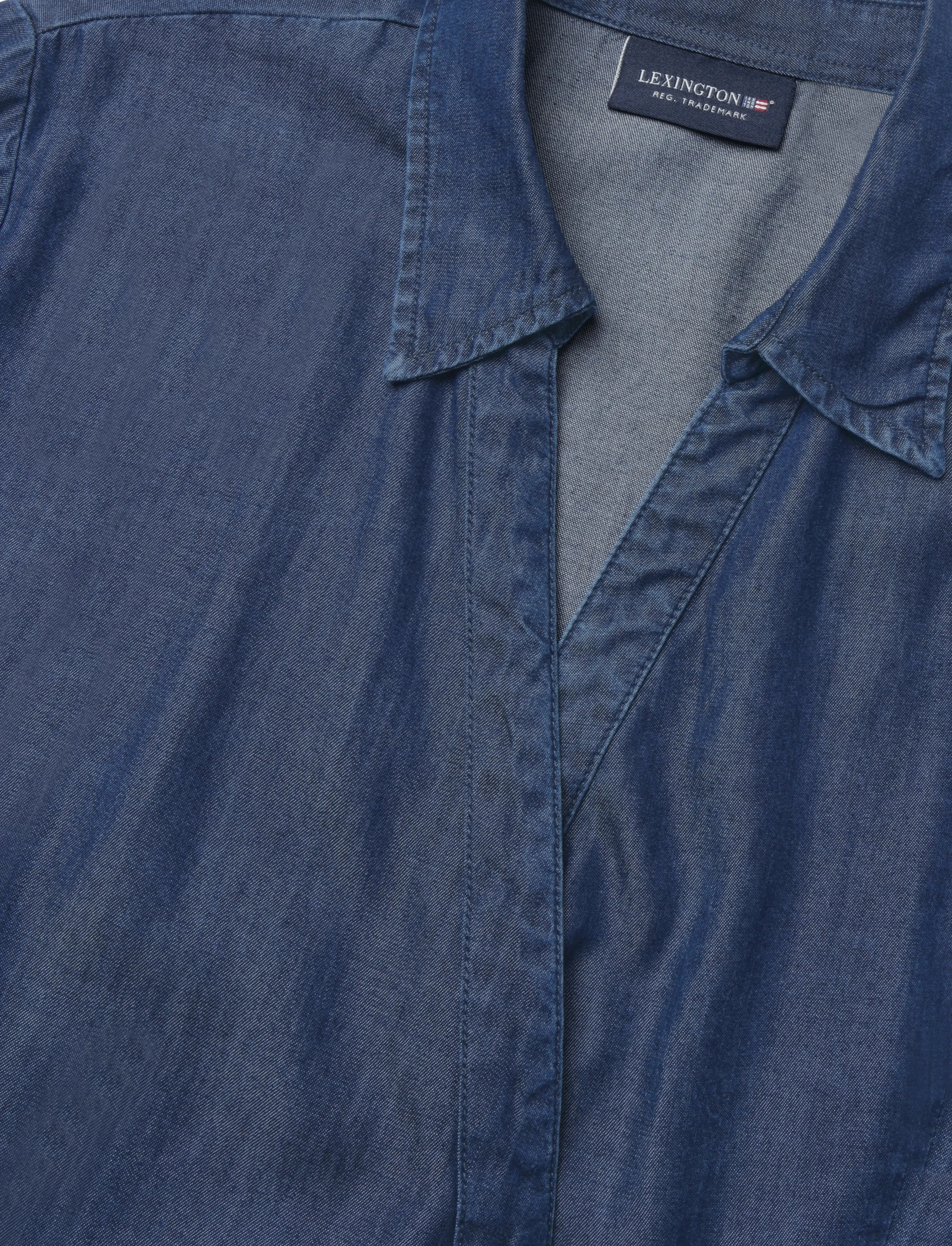 Lexington Clothing - Classic Fit Lyocell Wrap Blouse - långärmade blusar - indigo - 5