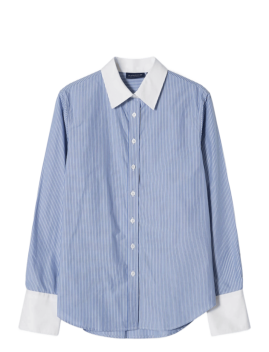 Lexington Clothing - Classic Fit Contrast Collar and Cuffs - blue/white stripe - 0