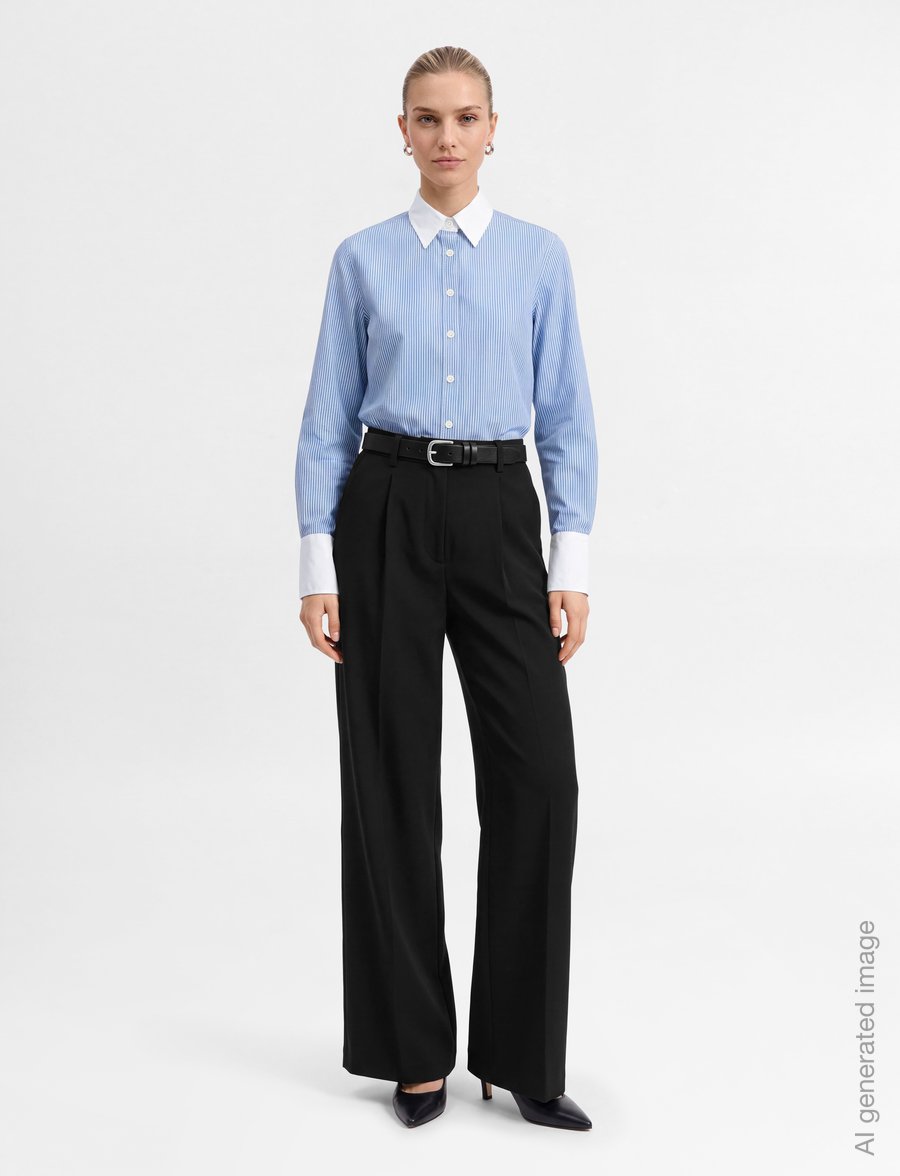 Lexington Clothing - Classic Fit Contrast Collar and Cuffs - langärmlige hemden - blue/white stripe - 0