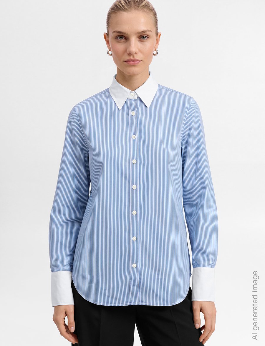 Lexington Clothing - Classic Fit Contrast Collar and Cuffs - langärmlige hemden - blue/white stripe - 3