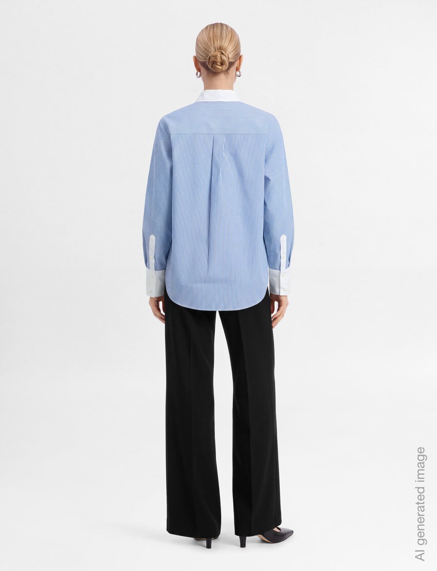 Lexington Clothing - Classic Fit Contrast Collar and Cuffs - langärmlige hemden - blue/white stripe - 4