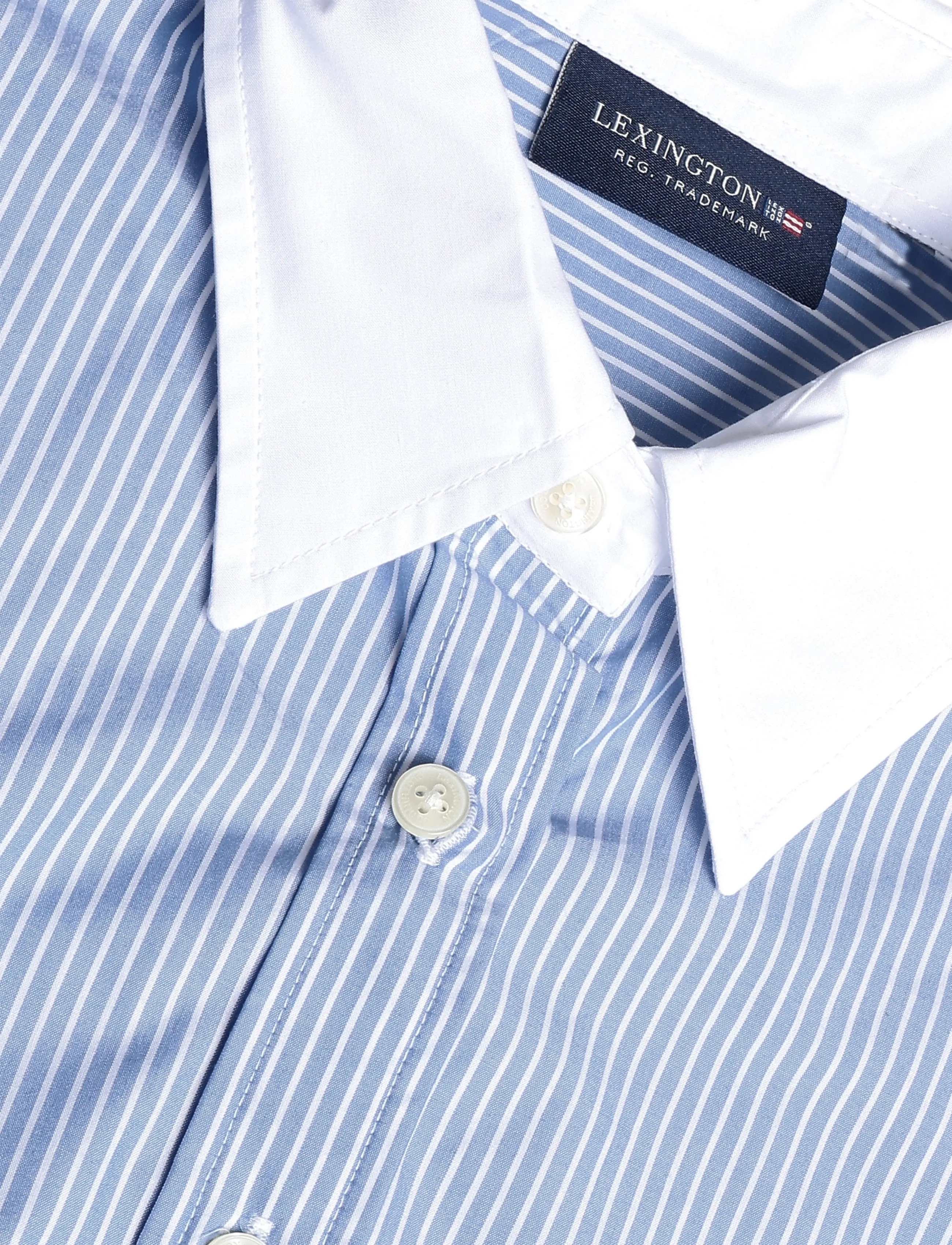Lexington Clothing - Classic Fit Contrast Collar and Cuffs - langærmede skjorter - blue/white stripe - 2