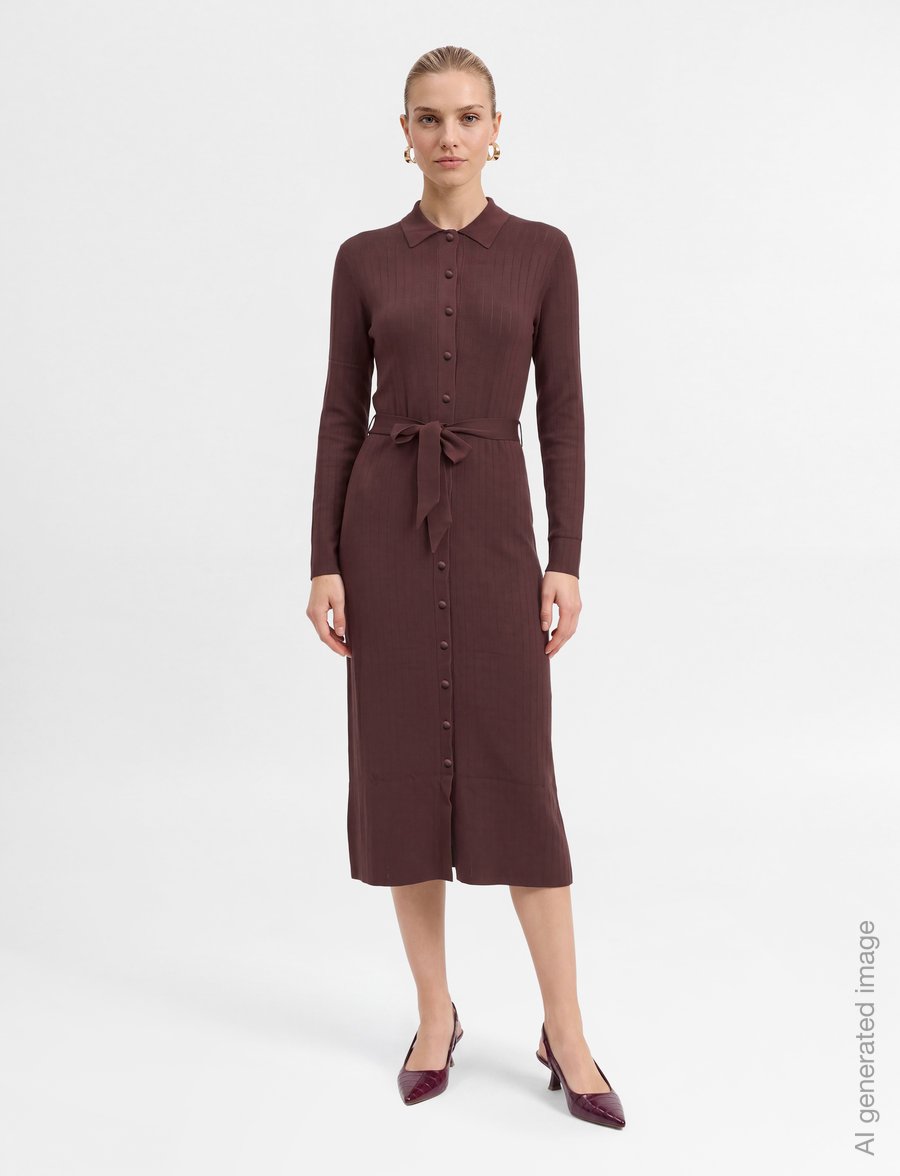 Lexington Clothing - Polo Neck Dress - strickkleider - dark burgundy - 0