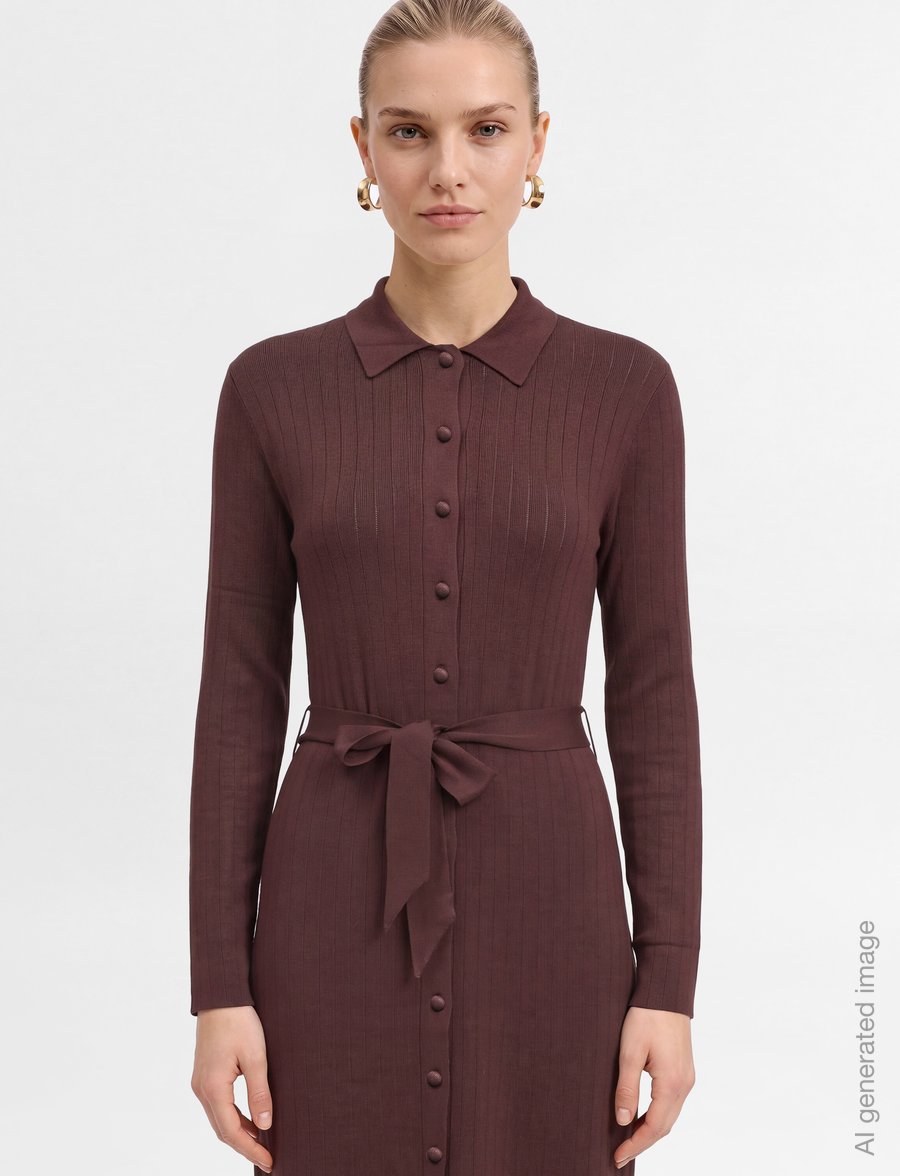 Lexington Clothing - Polo Neck Dress - strickkleider - dark burgundy - 3