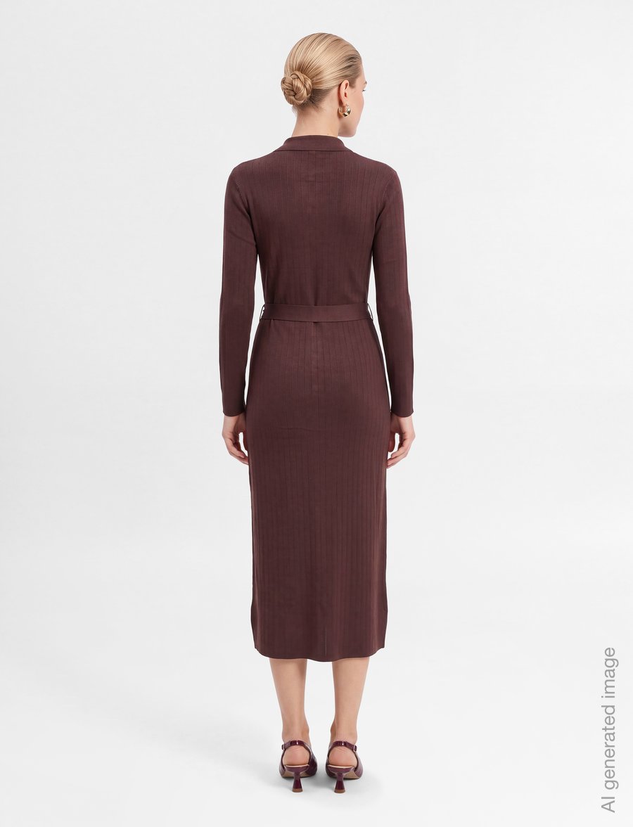 Lexington Clothing - Polo Neck Dress - strickkleider - dark burgundy - 4