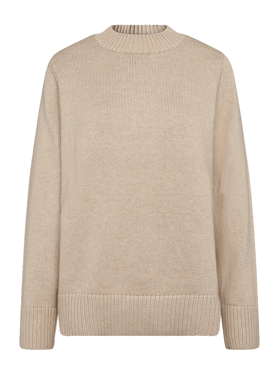 Lexington Clothing - Knitted Sweater with Shoulder Pads - jumpers - beige - 1
