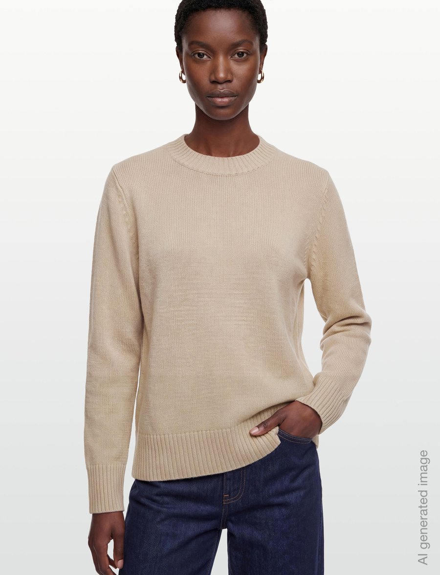 Lexington Clothing - Knitted Sweater with Shoulder Pads - jumpers - beige - 3