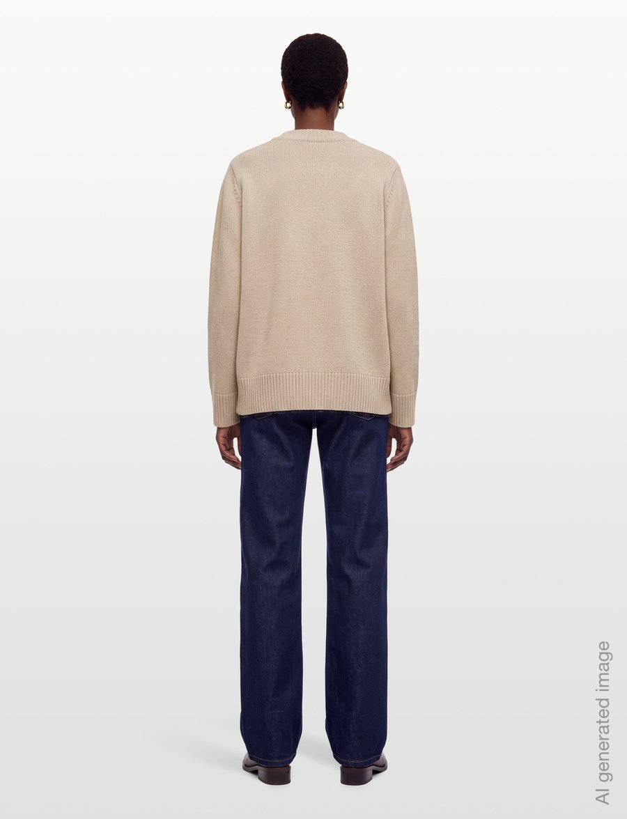 Lexington Clothing - Knitted Sweater with Shoulder Pads - jumpers - beige - 4