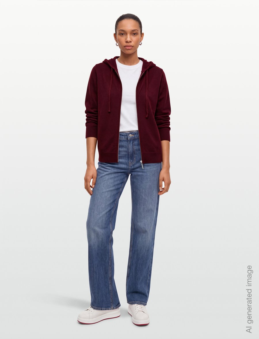 Lexington Clothing - Knitted Hoodie - strickjacken - burgundy - 0