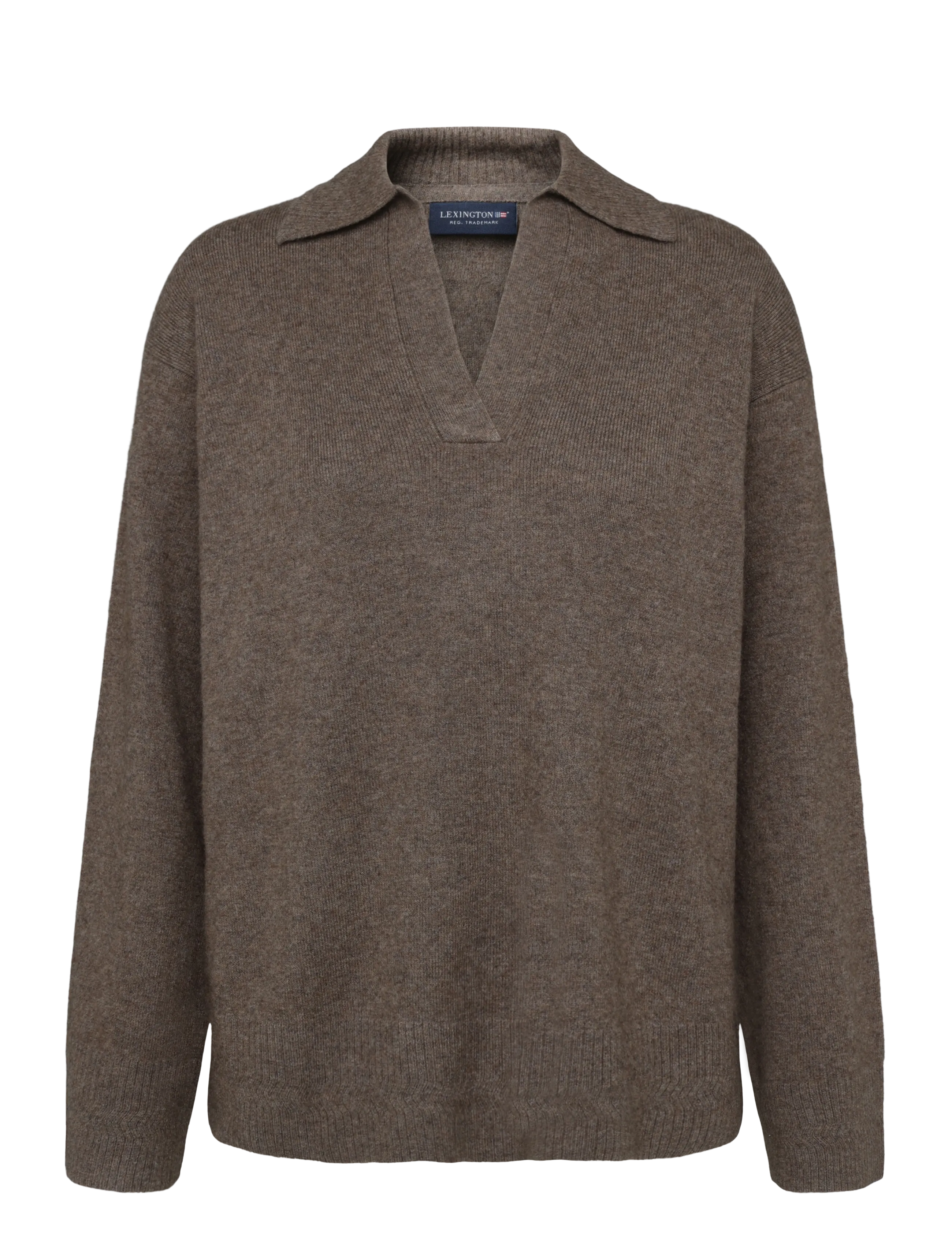 Lexington Clothing Wide Sleeve Polo Sweater - Striktrøjer - BROWN MELANGE / brown