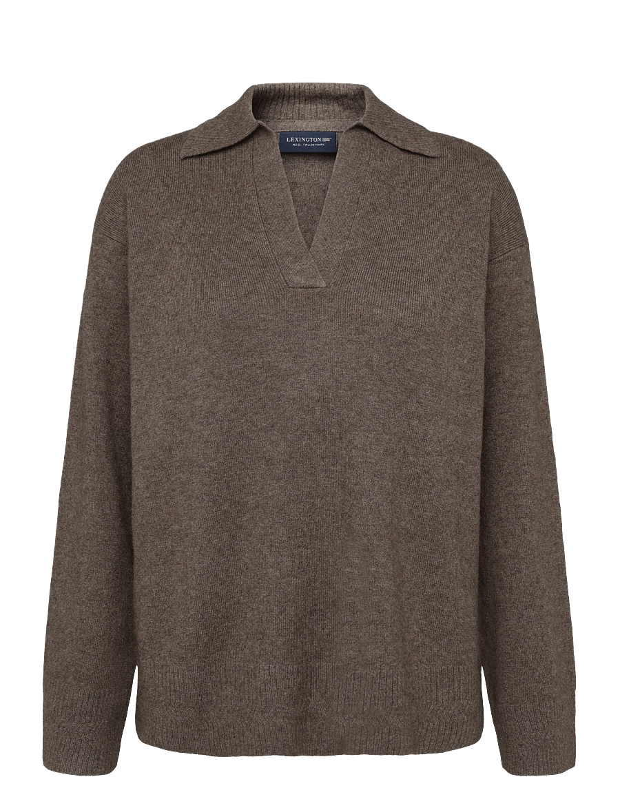 Lexington Clothing - Wide Sleeve Polo Sweater - kampsunid - brown melange - 0