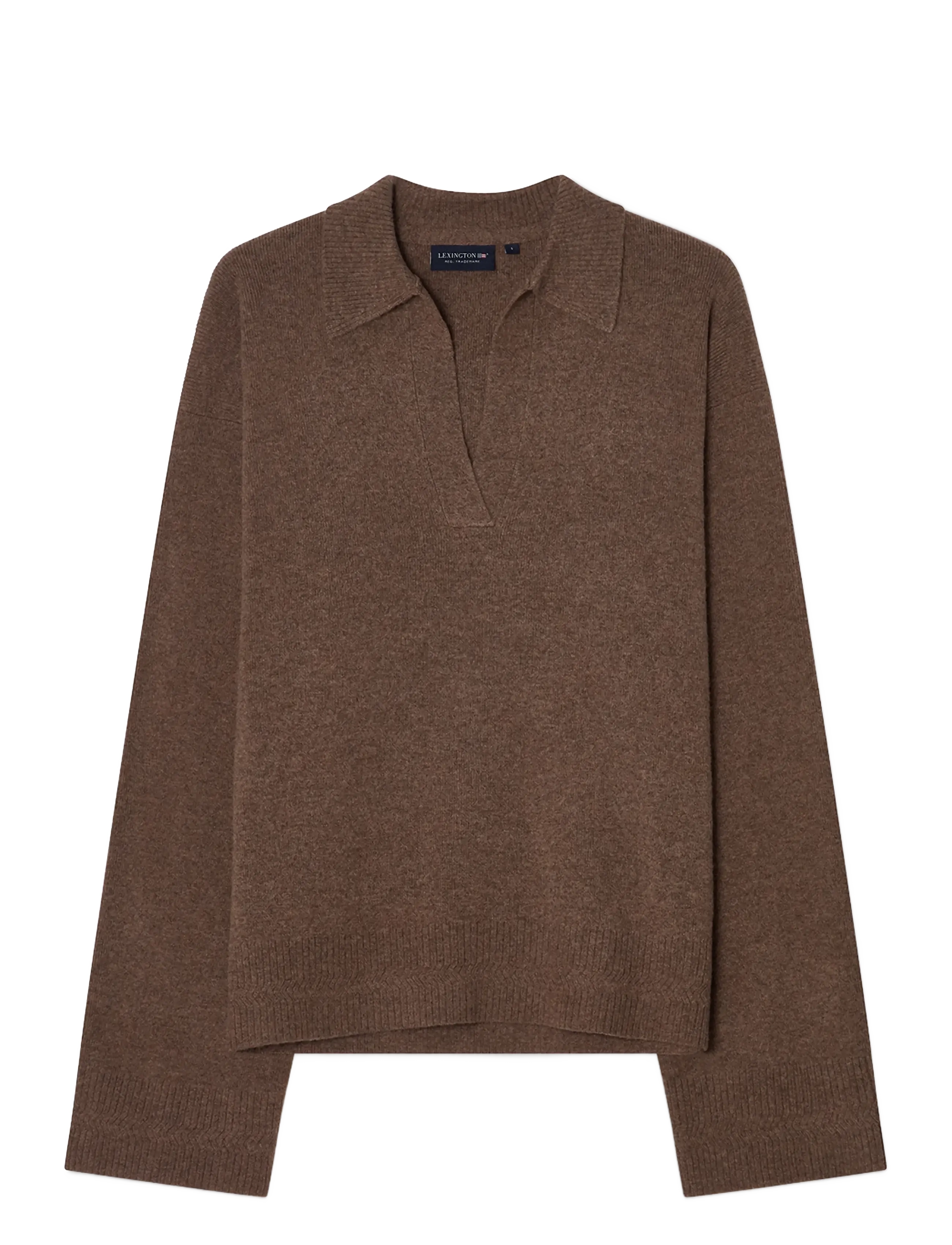 Lexington Clothing Wide Sleeve Polo Sweater - Jumpers - BROWN MELANGE / brown