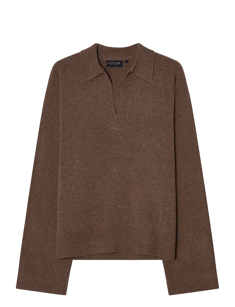 Lexington Clothing - Wide Sleeve Polo Sweater - pullover - brown melange - 0