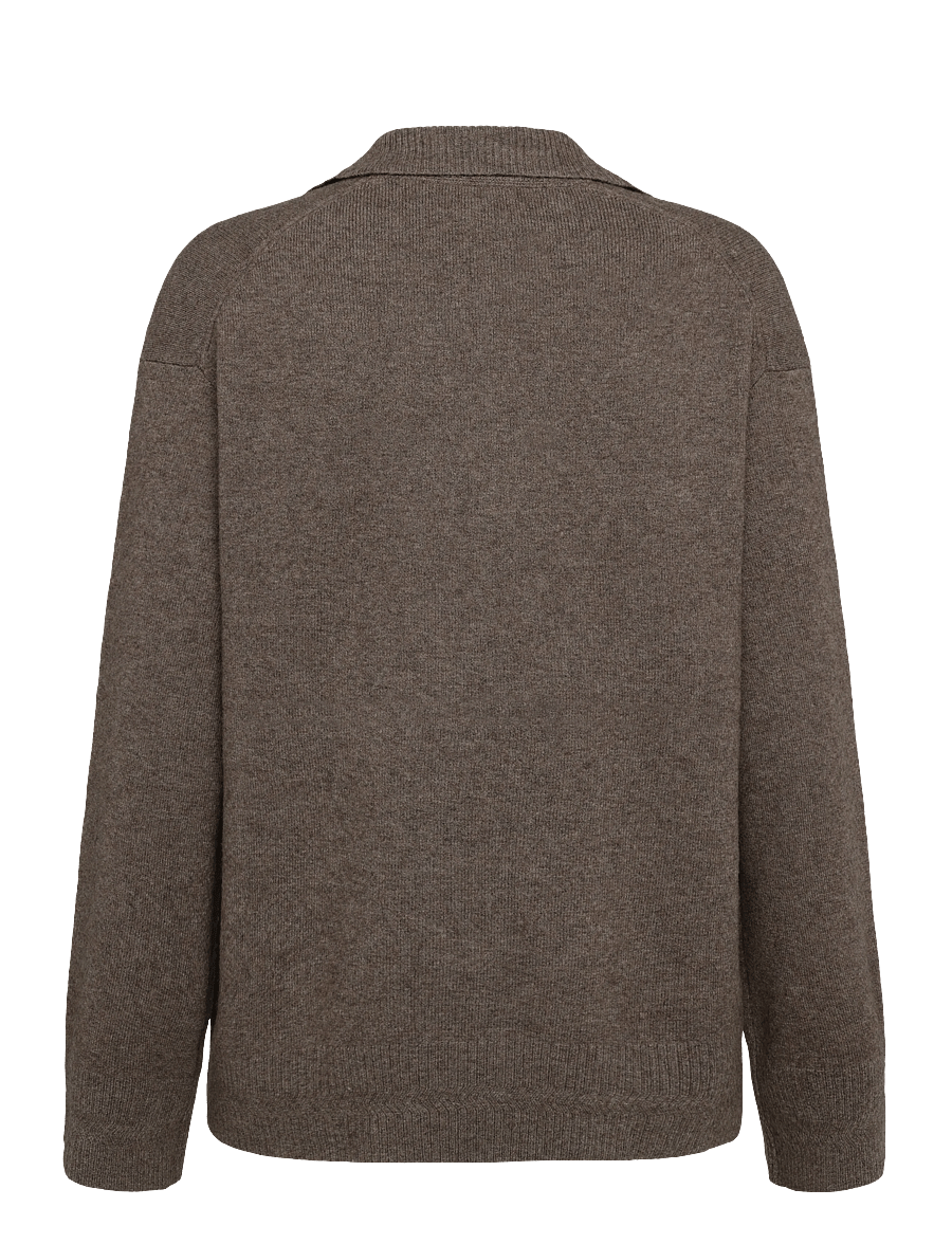 Lexington Clothing - Wide Sleeve Polo Sweater - kampsunid - brown melange - 1