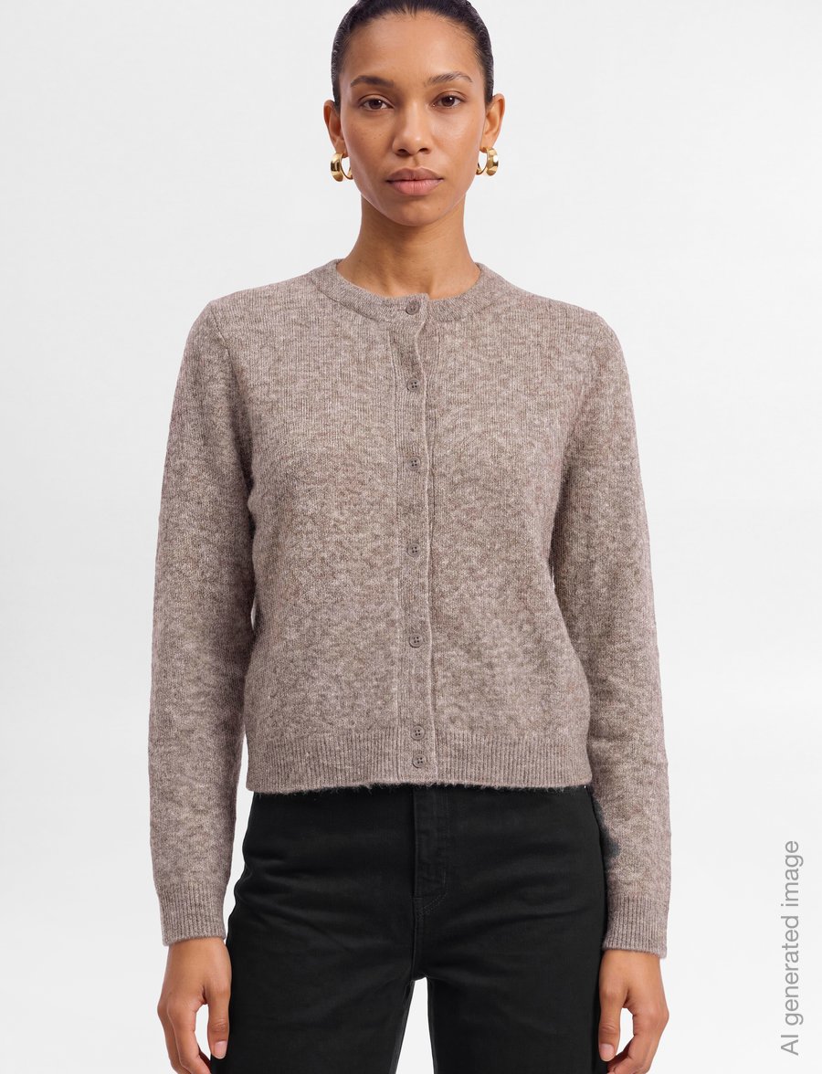 Lexington Clothing - Fine Knitted Cardigan - cardigans - light brown melange - 3