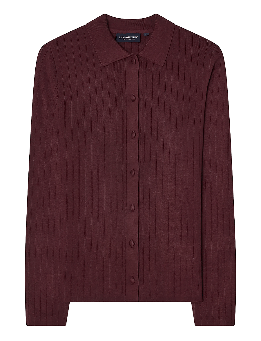 Lexington Clothing - Polo Neck Cardigan - koftor - dark burgundy - 0
