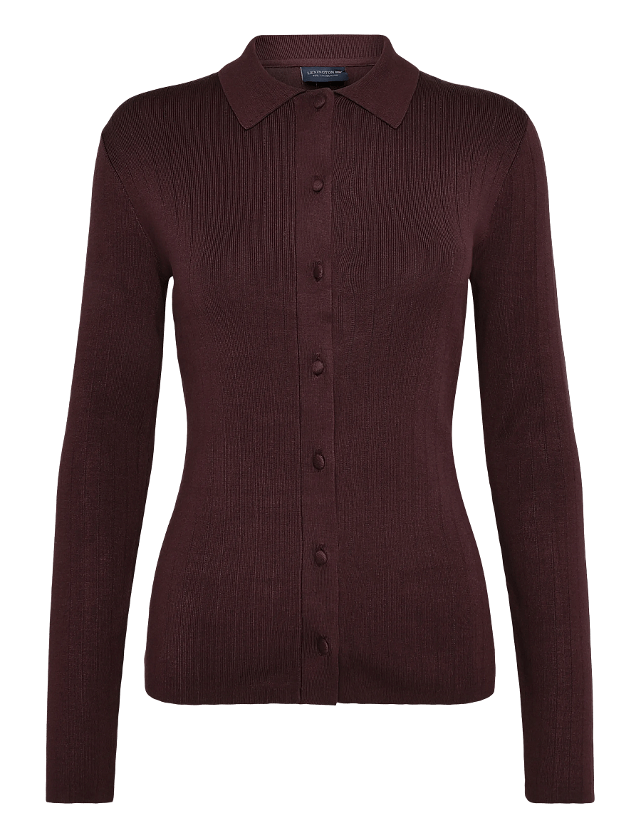 Lexington Clothing - Polo Neck Cardigan - strickjacken - dark burgundy - 0