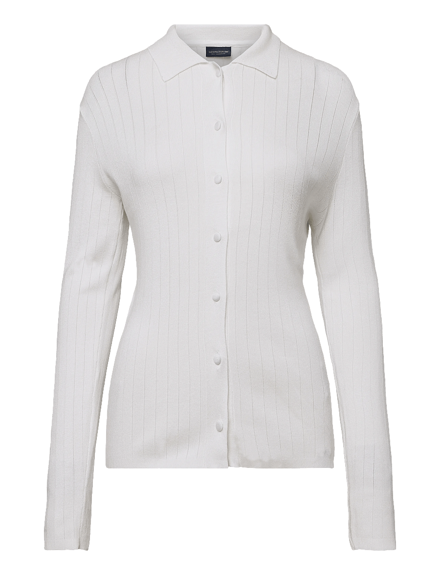 Lexington Clothing - Polo Neck Cardigan - cardigans - white - 0