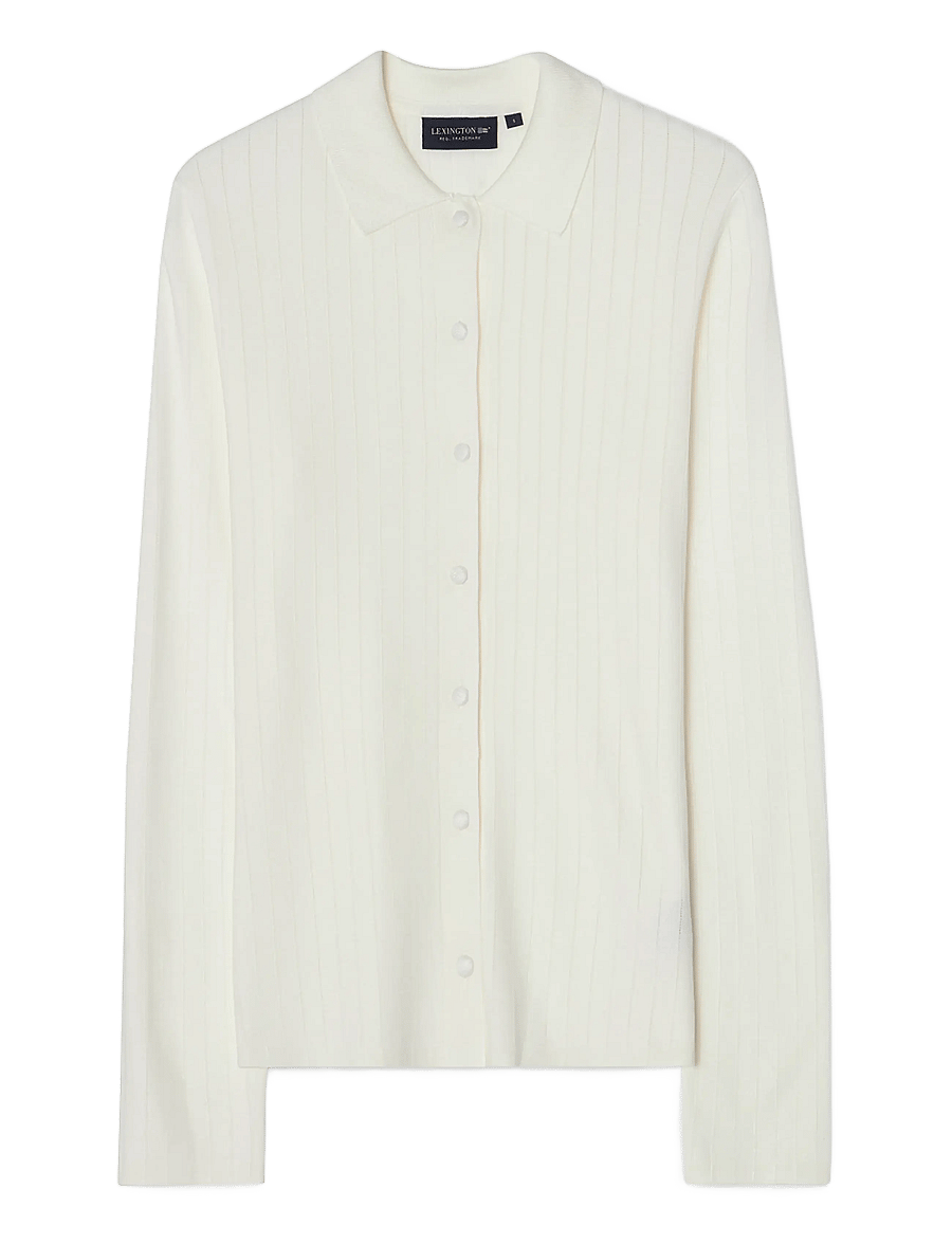 Lexington Clothing - Polo Neck Cardigan - koftor - white - 0