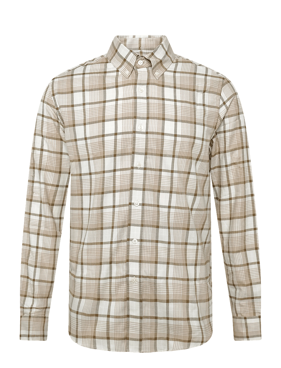 Lexington Clothing - Casual Check Organic Cotton Flannel B.D Shirt - ruutupaidat - beige multi check - 0