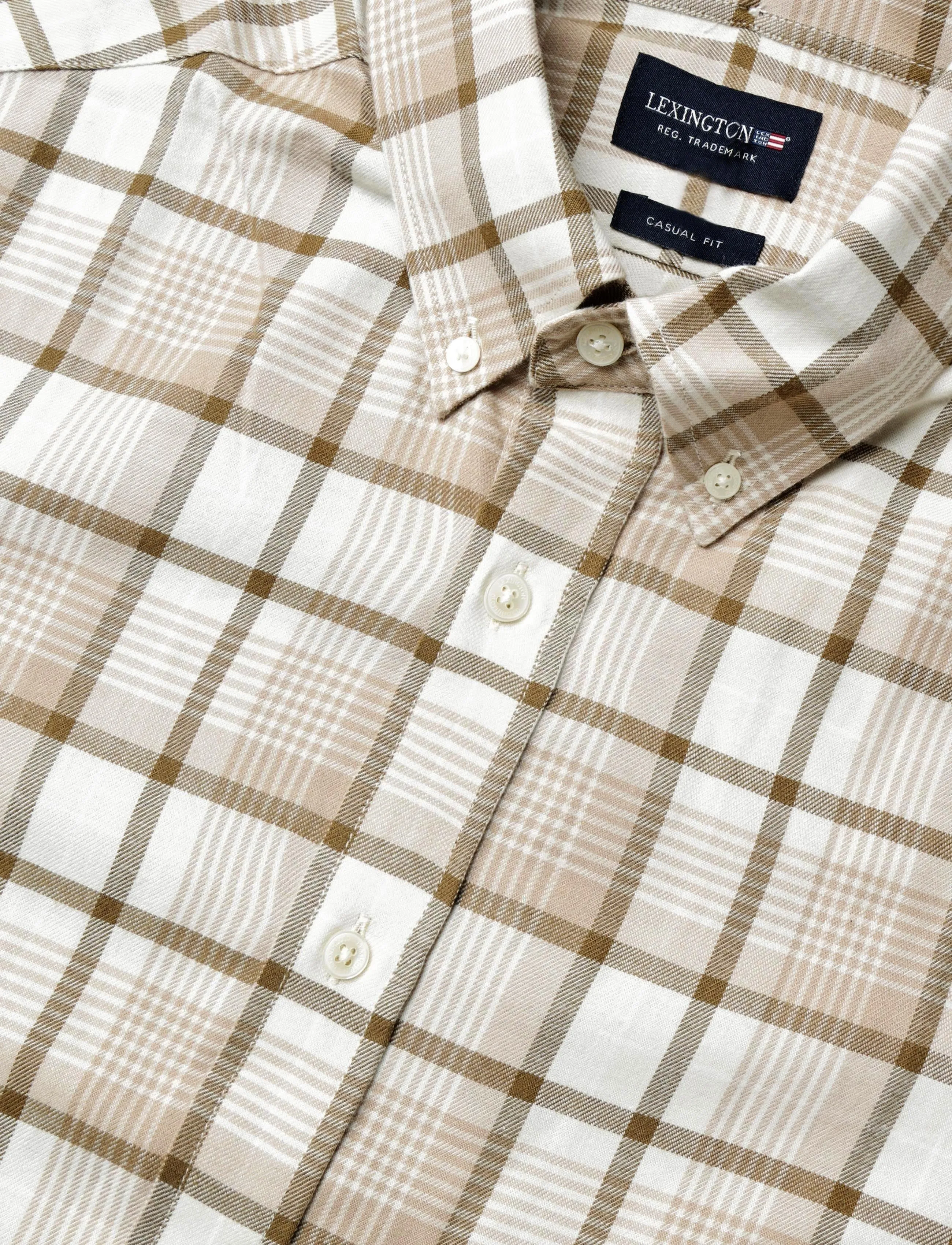 Lexington Clothing - Casual Check Organic Cotton Flannel B.D Shirt - ruutupaidat - beige multi check - 2