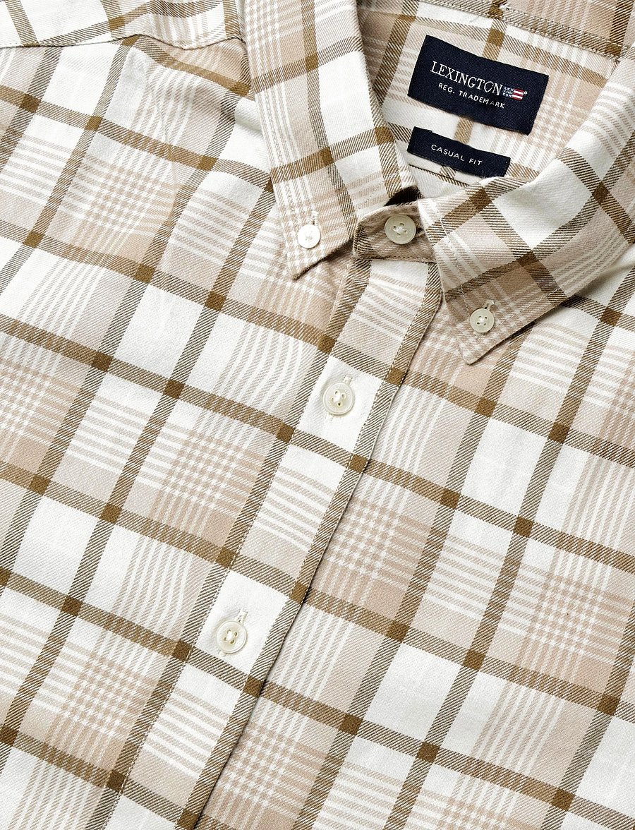 Lexington Clothing - Casual Check Organic Cotton Flannel B.D Shirt - ruutupaidat - beige multi check - 2