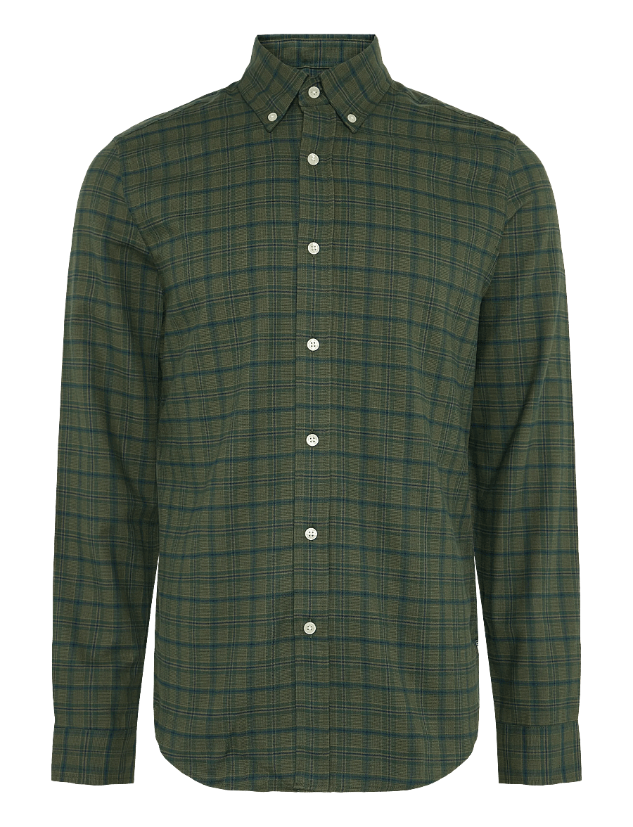 Lexington Clothing - Casual Check Organic Cotton Flannel B.D Shirt - karierte hemden - green/blue multi check - 0