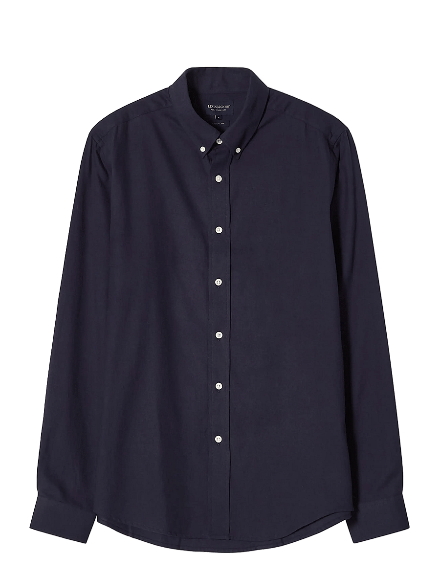 Lexington Clothing - Casual Organic Cotton Solid Flannel B.D Shirt - freizeithemden - dark blue - 0