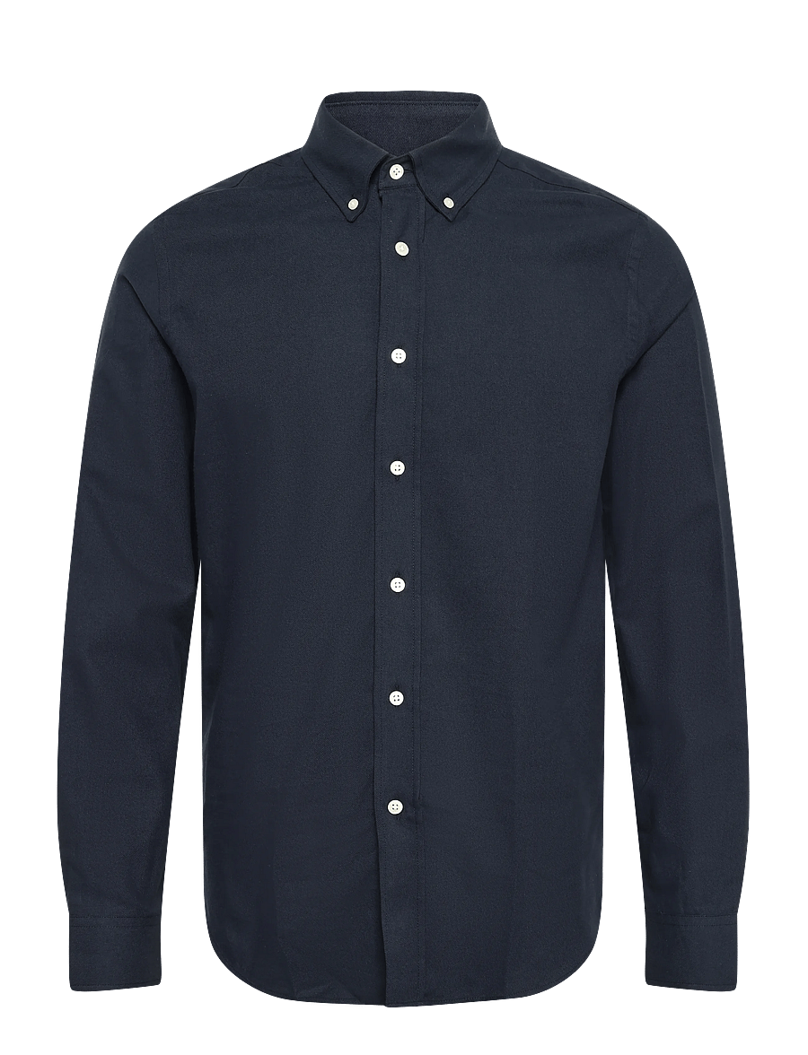 Lexington Clothing - Casual Organic Cotton Solid Flannel B.D Shirt - freizeithemden - dark blue - 0