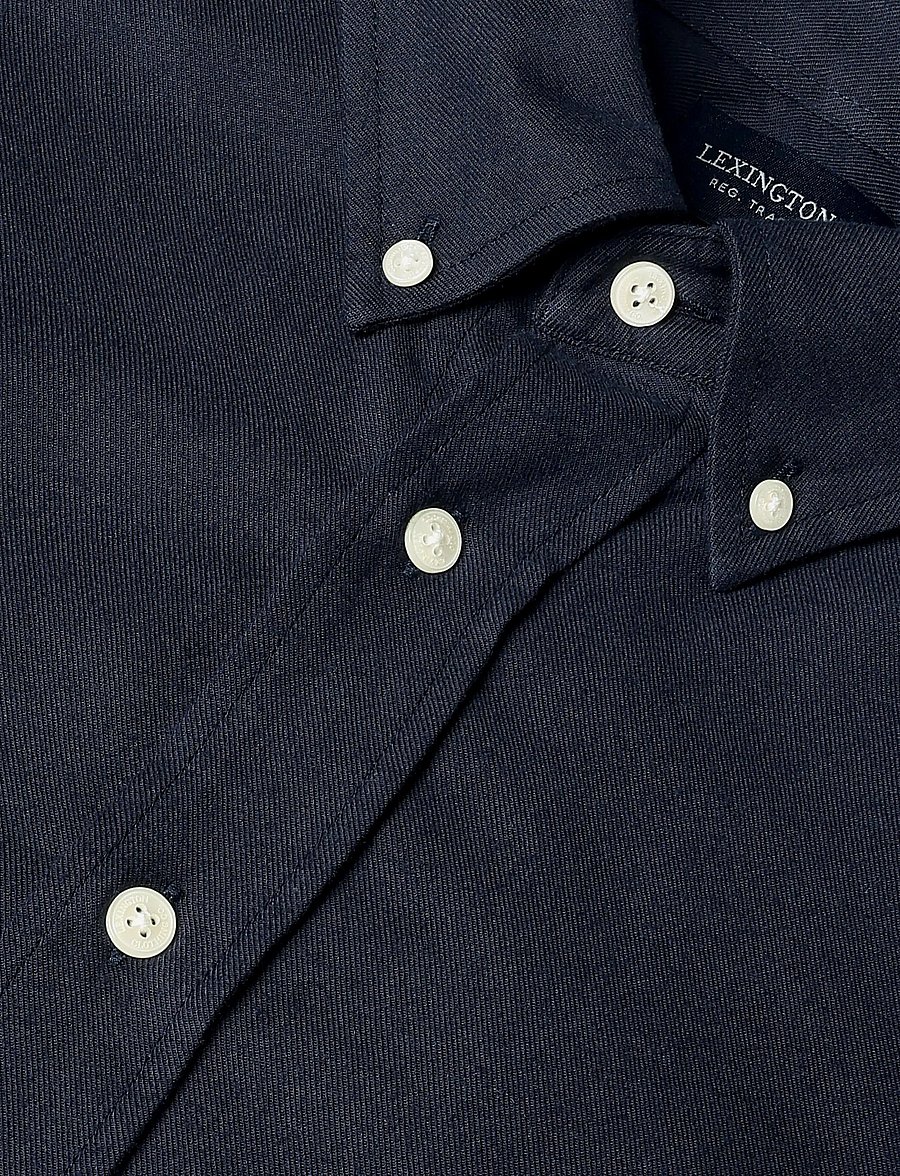 Lexington Clothing - Casual Organic Cotton Solid Flannel B.D Shirt - freizeithemden - dark blue - 2