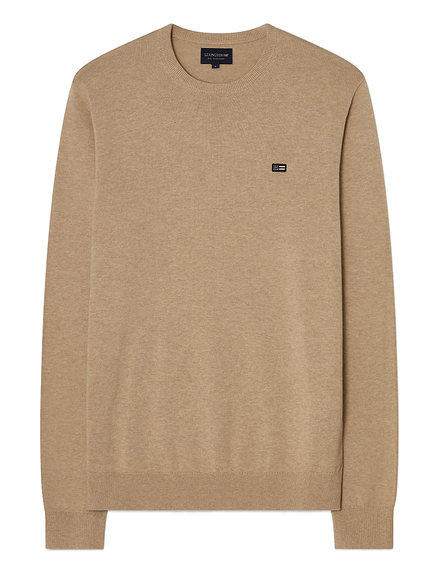 Lexington Clothing - Cotton Crew Knitted Sweater - beige melange - 0