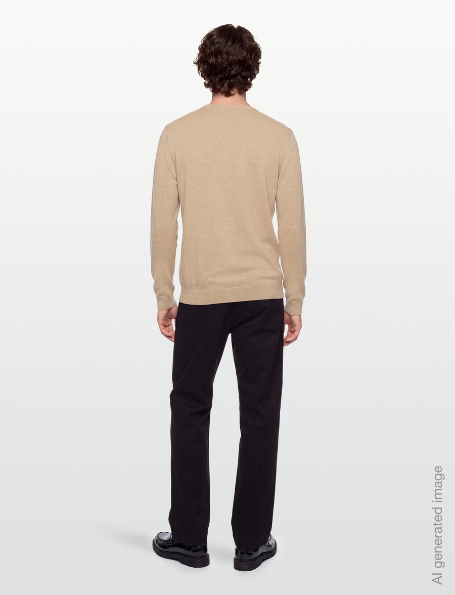 Lexington Clothing - Cotton Crew Knitted Sweater - Ümara kaelusega - beige melange - 4